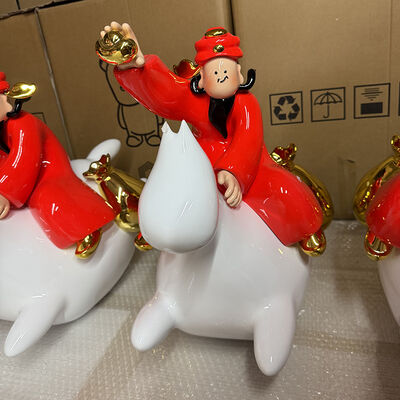 buy Glossy Coating FRP Statues God Of Wealth Riding Horse May Fortune Come Immediately online manufacture