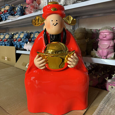 buy Cute God Of Wealth Fiberglass FRP Statues Lucky Caishen Decorative Ornament online manufacture