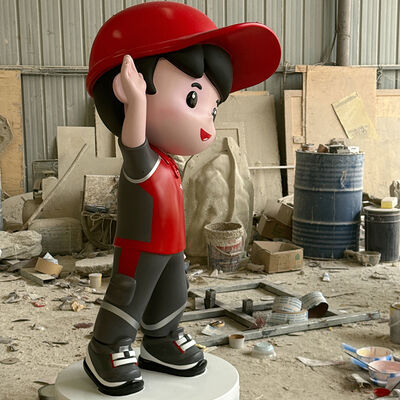 buy Fiberglass Cartoon Logistics Boy FRP Statues Courier Character Sculpture Commercial Lobby Display online manufacture