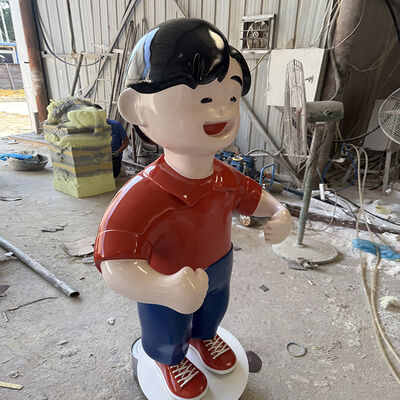 buy Custom FRP Cartoon Boy Statue Fiberglass Mascot Figure Outdoor Landscape Decor Sculpture online manufacture