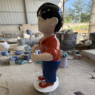 buy Fiberglass Cartoon Character Sculpture FRP Big Head Boy Statue Shopping Mall Display Ornament online manufacture