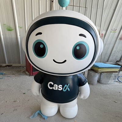 buy FRP Cartoon Robot Mascot Sculpture Fiberglass Brand IP Statue Corporate Lobby Decor online manufacture