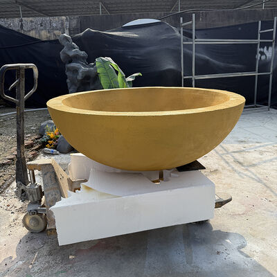 buy Round Stone Water Bowl 3D Printing Statues Golden Surface Fountain Basin Garden Sculpture online manufacture