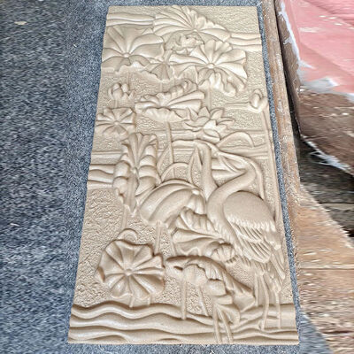 buy Sandstone Sculpture Chinese Lotus & Crane Relief Mural Oriental Landscape Wall Carving online manufacture
