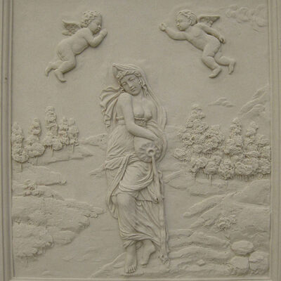 buy Oriental Lotus Pond Red Crowned Crane Relief Sandstone Statue Outdoor Decorative Wall Panel online manufacture
