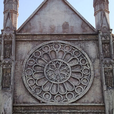 buy Antique Weathered Sandstone Sculpture Gothic Round Rose Window Architectural Relief Panel online manufacture