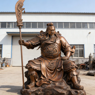 buy Chinese Guan Yu Bronze Man Sculpture Fiberglass Warrior God Statue online manufacture