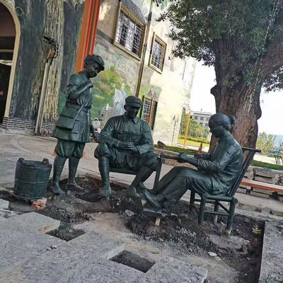 buy Red Revolutionary Theme Group Bronze Sculpture Civilian Soldier Meeting Statue online manufacture