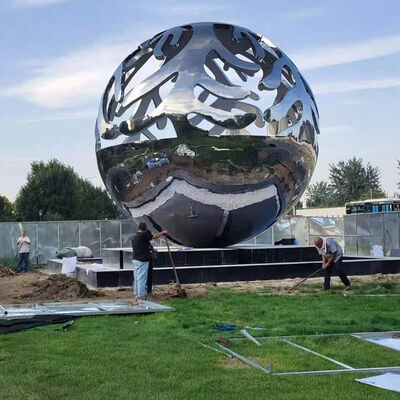 buy Mirror Hollow Metal Sphere Stainless Steel Statue Outdoor Landscape Ball Sculpture online manufacture