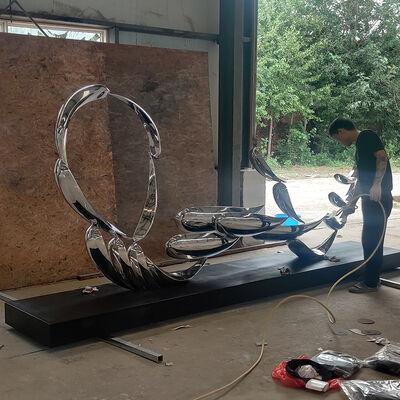 buy 304 Stainless Steel Sculpture Mirror Polished School Of Fish Outdoor Waterscape Metal Statue online manufacture