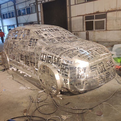 buy Hollow Text Car Model Sculpture Stainless Steel New Energy Vehicle Statue online manufacture