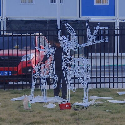 buy Openwork Wire Deer Ss Sculpture Outdoor Garden Metal Statue online manufacture