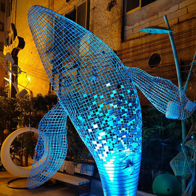 buy Hollow Mesh Whale Stainless Steel Sculpture Outdoor Aquatic Metal Statue online manufacture