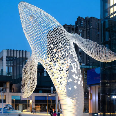 buy Stainless Steel Hollow Mesh Whale Sculpture Marine Landscape Metal Decor online manufacture