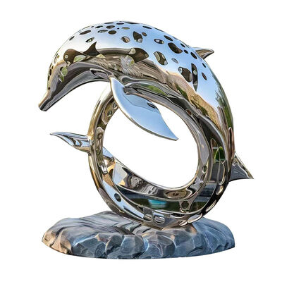 buy Mirror Perforated Whale Stainless Steel Sculpture Large Outdoor Metal Statue online manufacture