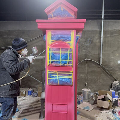 buy Amusement Park Landscape Sculpture Pink Retro Mailbox Photo‑op Prop online manufacture