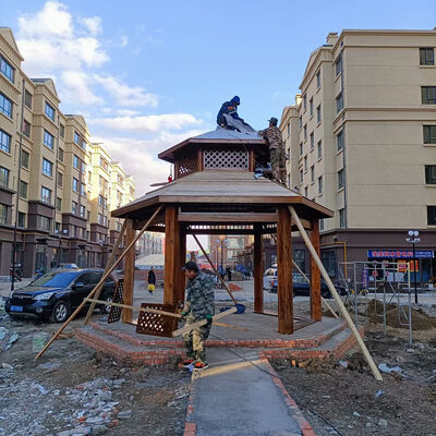 buy Chinese Style Garden Sculpture Outdoor Wooden Gazebo Pavilion Anti corrosion online manufacture